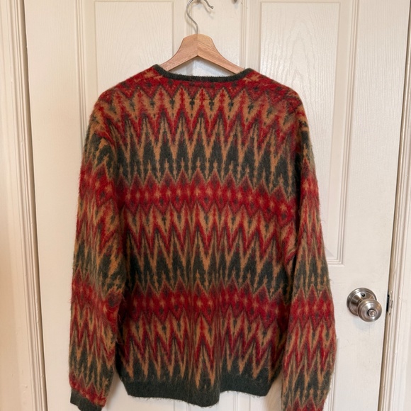 BEAMS PLUS Wool Chevron Jacquard Cardigan Sweater - Picture 5 of 5